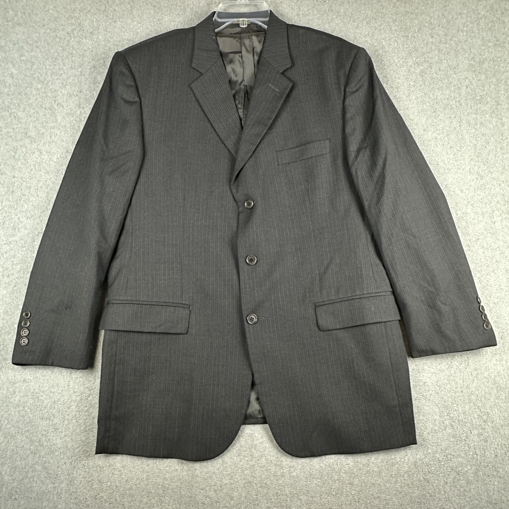 Principe Suit Jacket Mens 44L Gray Pinstripe Wool 3 Button Italy Reda Super 120s